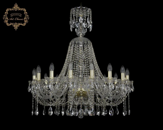 11.12.16.300.XL-94.Gd.Sp Подвесная большая люстра Art Classic 11.12 11.12.16.300.XL-94.Gd.Sp (220V, хрусталь, на цепи, подсвечник, свеча)