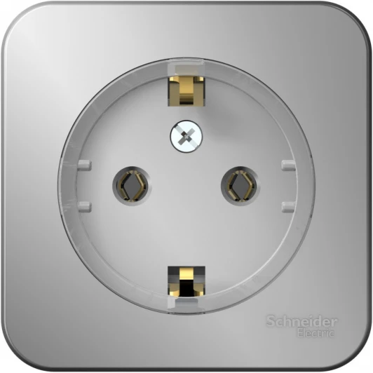 BLNRA110113 Розетка накладная с заземлением (алюминий) Systeme Electric Blanca BLNRA110113