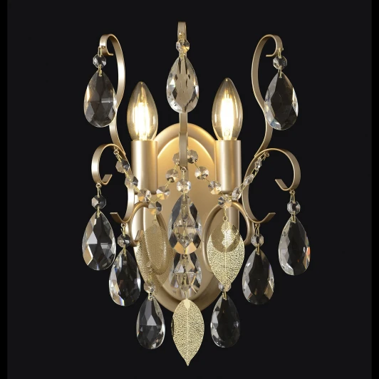 ESMIRALDA AP2 GOLD Бра Crystal Lux ESMIRALDA AP2 GOLD (220V, подвески, свеча, листья)