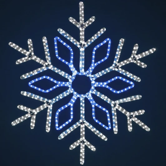 LC-13096 Светодиодная снежинка "Кристалл" диаметр 1,1м бело-синяя, дюралайт на металлическом каркасе, IP65 Laitcom LC-13096