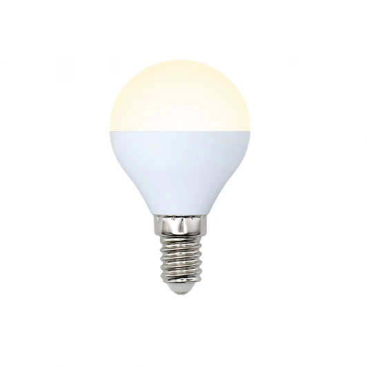 LED-G45-6W/WW/E14/FR/O картон Лампочка светодиодная шар белая E14 6W 3000K Volpe LED-G45-6W/WW/E14/FR/O