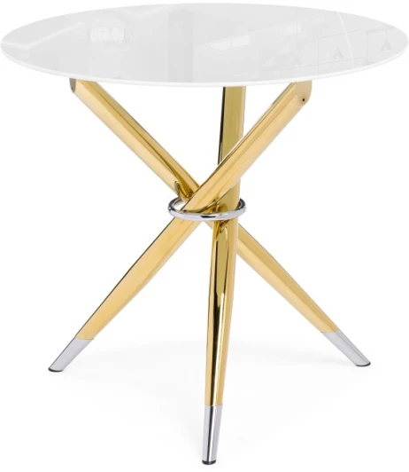 15550 Стеклянный стол Woodville Rock 80х75 white / gold 15550