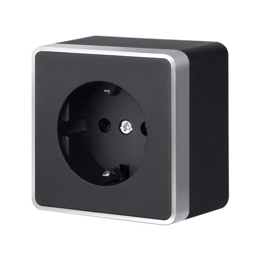 W5071134 Розетка с заземлением и шторками Gallant Werkel W5071134 (черный с серебром)