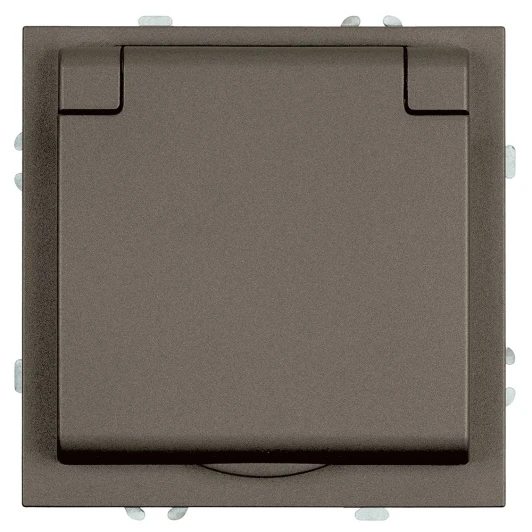 49933 Розетка с заземлением с защитной крышкой (антрацит, soft touch) Stekker Эмили 49933