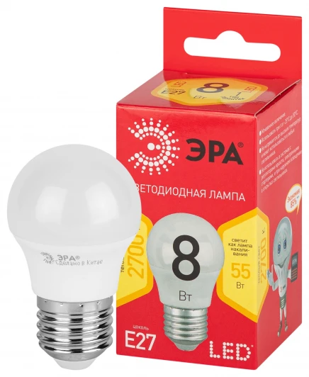 LED P45-8W-827-E27 R Лампочка светодиодная E27 8W ЭРА LED P45-8W-827-E27 R