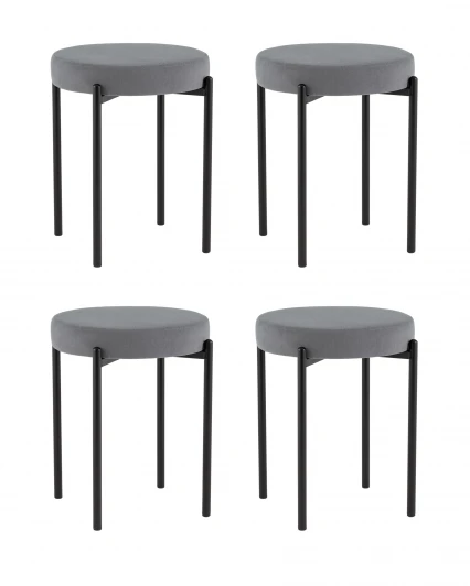УТ000042657 Табурет Бриф Original велюр серый 4 шт. Stool Group УТ000042657
