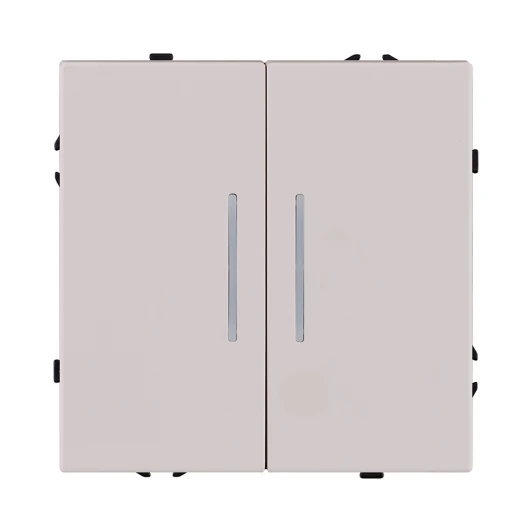 EC-010CM Выключатель 2-клавишный 10А/250В с LED подсветкой, кашемир матовый Kollinger Eclipse EC-010CM