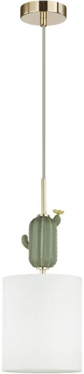 5425/1 Подвесной светильник Odeon Light Cactus 5425/1 золотой/зеленый/белый/металл/керамика/ткань E14 1*40W (220V, на проводе, круглые)