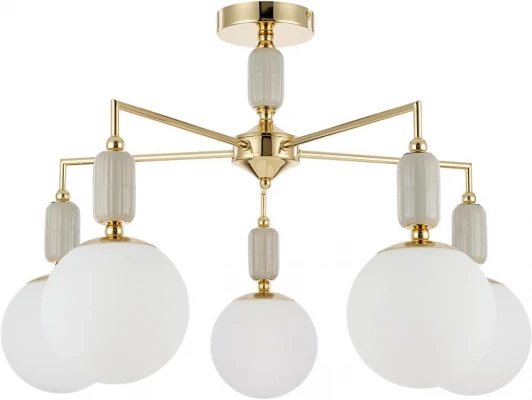 6580/5C Потолочная люстра на штанге Lumion Vivien 6580/5C французское золото, серый/белый металл, керамика/стекло E14 5*40W 220V