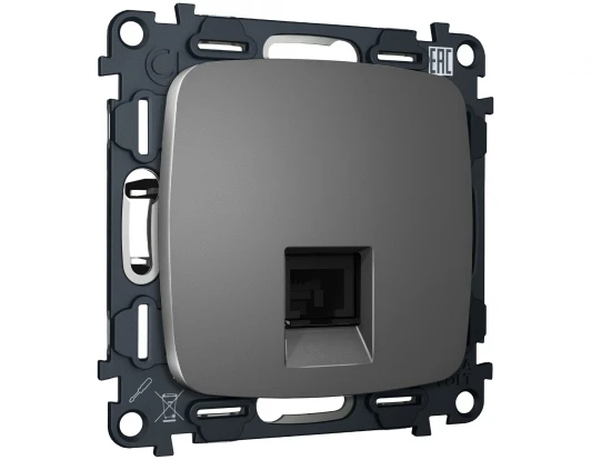 MO662005 Комплект механизма Ethernet RJ-45 розетки экранированной с автоматической защитной шторкой встраиваемый (антрацит серый) Ambrella Volt QUANT MO662005