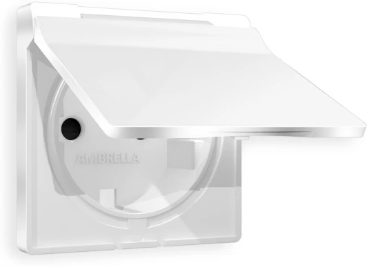 AP1080 Лицевая панель Ambrella Volt ALFA (Белый глянец) для электрической розетки с заземлением со шторками и крышкой IP44 QUANT AP1080
