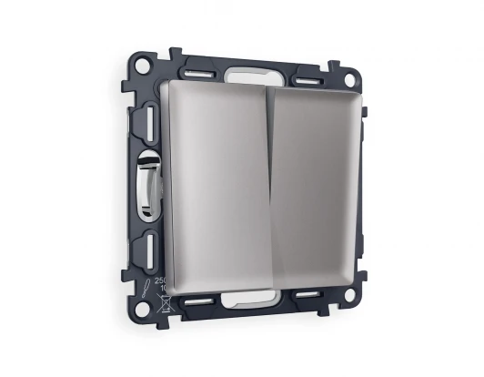 MA503030 Комплект механизма двухклавишного перекрестного выключателя встраиваемый (сталь матовый) Ambrella Volt QUANT MA503030