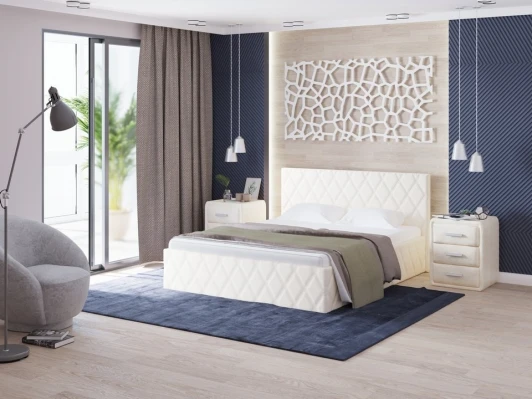 1908235 PROxSON Кровать Fresco (Ткань: Рогожка Savana Milk (молочный)) 90x190