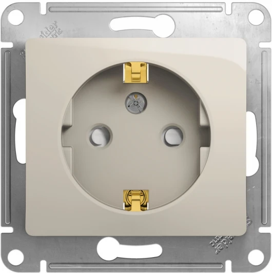 GSL000945 Розетка встраиваемая с заземлением и шторками (молочный) Systeme Electric Glossa GSL000945