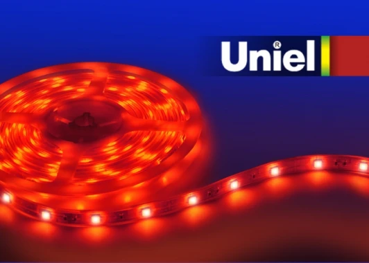ULS-3528-60LED/m-8mm-IP33-DC12V-4,8W/m-5M-RED катушка в герметичной упаковке Светодиодная лента Uniel ULS-3528-60LED/m-8mm-IP33-DC12V-4,8W/m-5M-RED катушка в герметичной упаковке