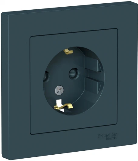 ATN000844 Розетка встраиваемая с заземлением и шторками (изумрудный) Systeme Electric AtlasDesign ATN000844