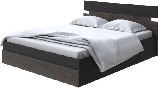 2015701 Без бренда Кровать Milton с подъемным механизмом (ЛДСП Черный/Дуб Кантербери) 90x200