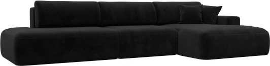 121431 Диван угловой Лига-036 НПБ Модерн Лонг правый угол (Черный/Велюр) Лига Диванов арт.121431