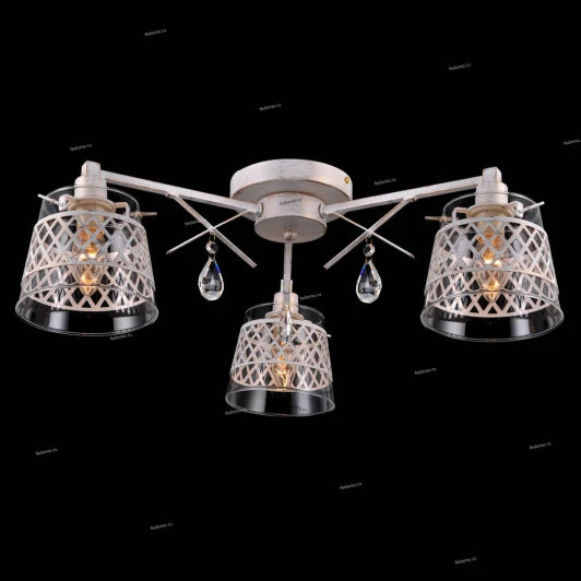 75084-3C IVORY GOLD Люстра потолочная Natali Kovaltseva Lyon, 3 плафона, слоновая кость с золотом и прозрачным