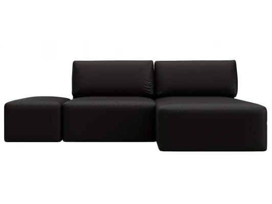 130065 Диван угловой модульный с пуфом Лига-060 НПБ угол универсальный (ЛДСП,Брус,Фанера/Пластик/Экокожа/Коричневый) Лига Диванов 130065