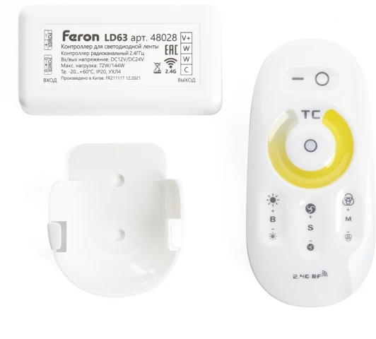 48028 Контроллер CCT для мульти белой светодиодной ленты с П/У белый, 12-24V, LD61 Feron 48028
