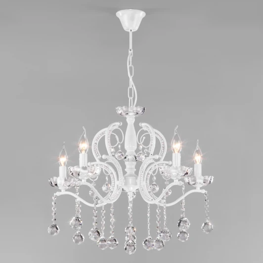 10107/5 белый Подвесная люстра Eurosvet Brezza 10107/5 глянцевый белый/прозрачный хрусталь Strotskis