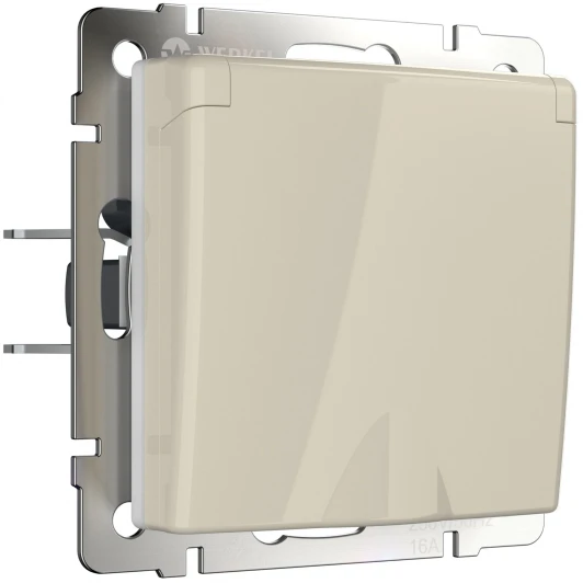 W1171203 Розетка встраиваемая влагозащ. с зазем. с защит. крышкой и шторками (слоновая кость) IP44 Werkel W1171203 (a051491)