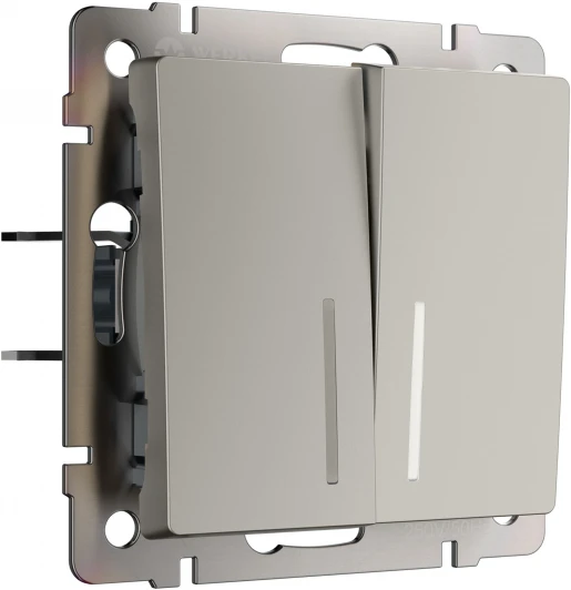 W1220104 Выключатель двухклавишный с подсветкой (дымчатый) Werkel W1220104