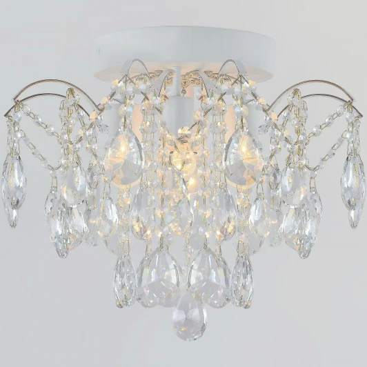 04039-0.3-04 WH+GOLD PN Потолочная люстра хрустальная Reluce 04039-0.3-04 WH+GOLD PN (220V)