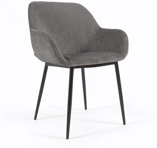 110277 Стул Konna темно-серый из мягкой синели с черными ножками La Forma (ex Julia Grup) арт.110277