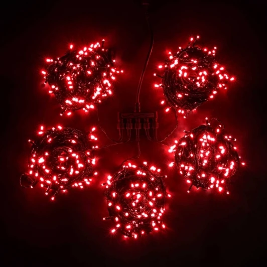 KDD1000-11-1R Комплект 5 Красных Нитей по 20м, 1000 LED, Провод Черный ПВХ, IP54