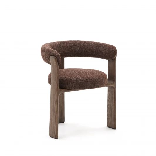 207767 Granite Стул на 3 ножках из коричневого шенилла и массива ясеня в отделке орех арт.207767