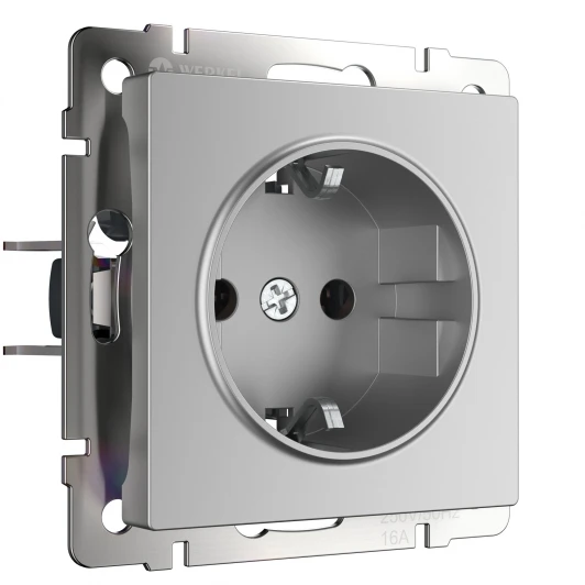 W1171106 Розетка с заземлением и шторками (серебряный) IP31 Werkel W1171106 (a050891)