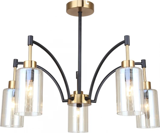 1166/5P Потолочная люстра на штанге Escada Lyrics 1166/5P 5x40Вт E14, металл/стекло, бронза/черный, прозрачный плафон (220V)