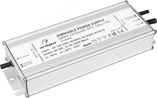 025655 Блок питания ARPV-UH24400-PFC-DALI-PH (24V, 16.7A, 400W) (IP67 Металл) 025655 Arlight ARPV
