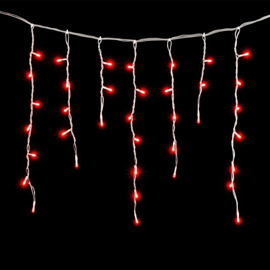 PIL150BL-10-2R Гирлянда Бахрома 3,1 x 0,5 м Красная с Мерцанием 220В, 150 LED, Провод Прозрачный ПВХ, IP54
