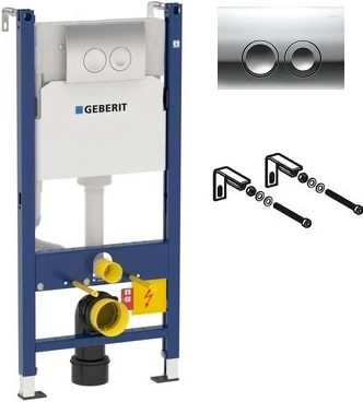 458.124.21.1 Система инсталляции для унитазов Geberit Duofix Delta 458.124.21.1 3 в 1 с кнопкой смыва