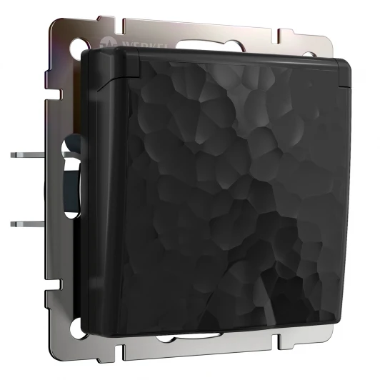 W1271208 Розетка влагозащ. с зазем. с защит. крышкой и шторками (hammer черный) Werkel W1271208 (a052053)