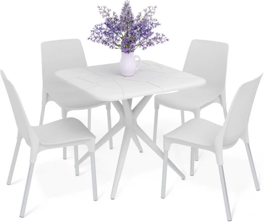 8031765901 Обеденная группа Sheffilton SHT-DS205 белый/хром лак