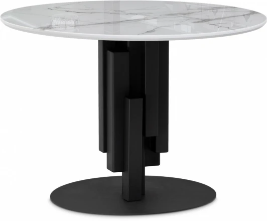 571395 Кухонный стол Notta Калипсо 110 белый мрамор / черный (Стекло) арт.571395