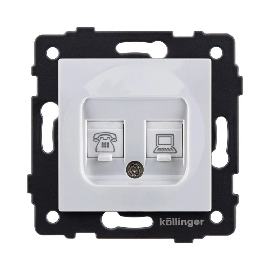 REA-011WH Розетка двойная RJ11 + RJ45 белый Kollinger REA-011WH для Aspekt, Eleganz, Reflex