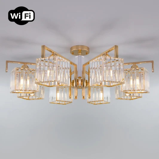 10126/8 золото Потолочная люстра Eurosvet April 10126/8 золото/прозрачный хрусталь Strotskis Smart (10117/8)