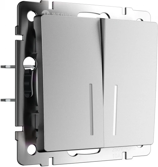 W1122165 Выключатель двухклавишный проходной с подсветкой (серебряный матовый) Werkel W1122165 (a063616)