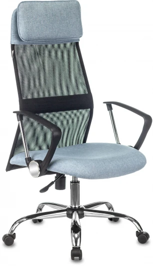 KB-6N/SL/B/405-LBL Кресло руководителя Бюрократ KB-6N черный TW-01 сиденье голубой 38-405 сетка/ткань с подголов. крестовина металл хром