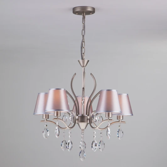 10089/5 сатин-никель/прозрачный хрусталь Strotskis Подвесная люстра Eurosvet Aurelia 10089/5 сатин-никель/прозрачный хрусталь Strotskis