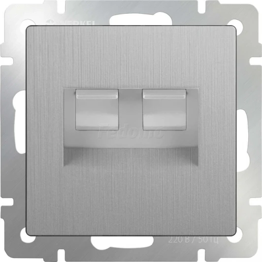 WL09-RJ11-45 Розетка встраиваемая двойная Ethernet RJ-45 и телефонная RJ-11 Werkel, серебряный рифленый