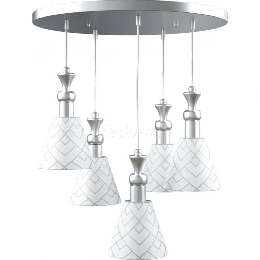 C-55-CR-M-00-CR-LMP-O-16 Люстра подвесная Lamp4you, 5 плафонов, хром с белым и серым