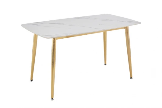 DT-2849.6casa Стол обеденный Рио Голд DT-2849, 160х90х76 см, белый мрамор Статуарио/глянцевое золото
