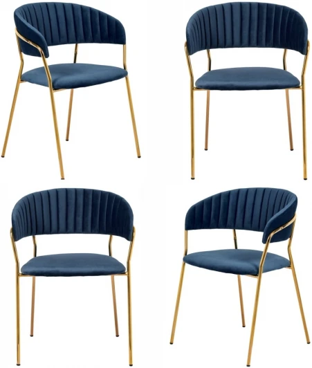 FR 0557K Комплект из 4-х стульев Turin синий с золотыми ножками Bradexhome арт.FR 0557K