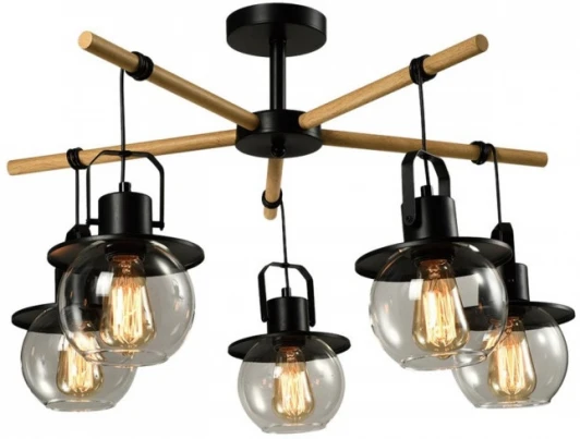 MD.23044-5-S-BK+WOOD Потолочная люстра на штанге Imex MD.23044-5-S-BK+WOOD
